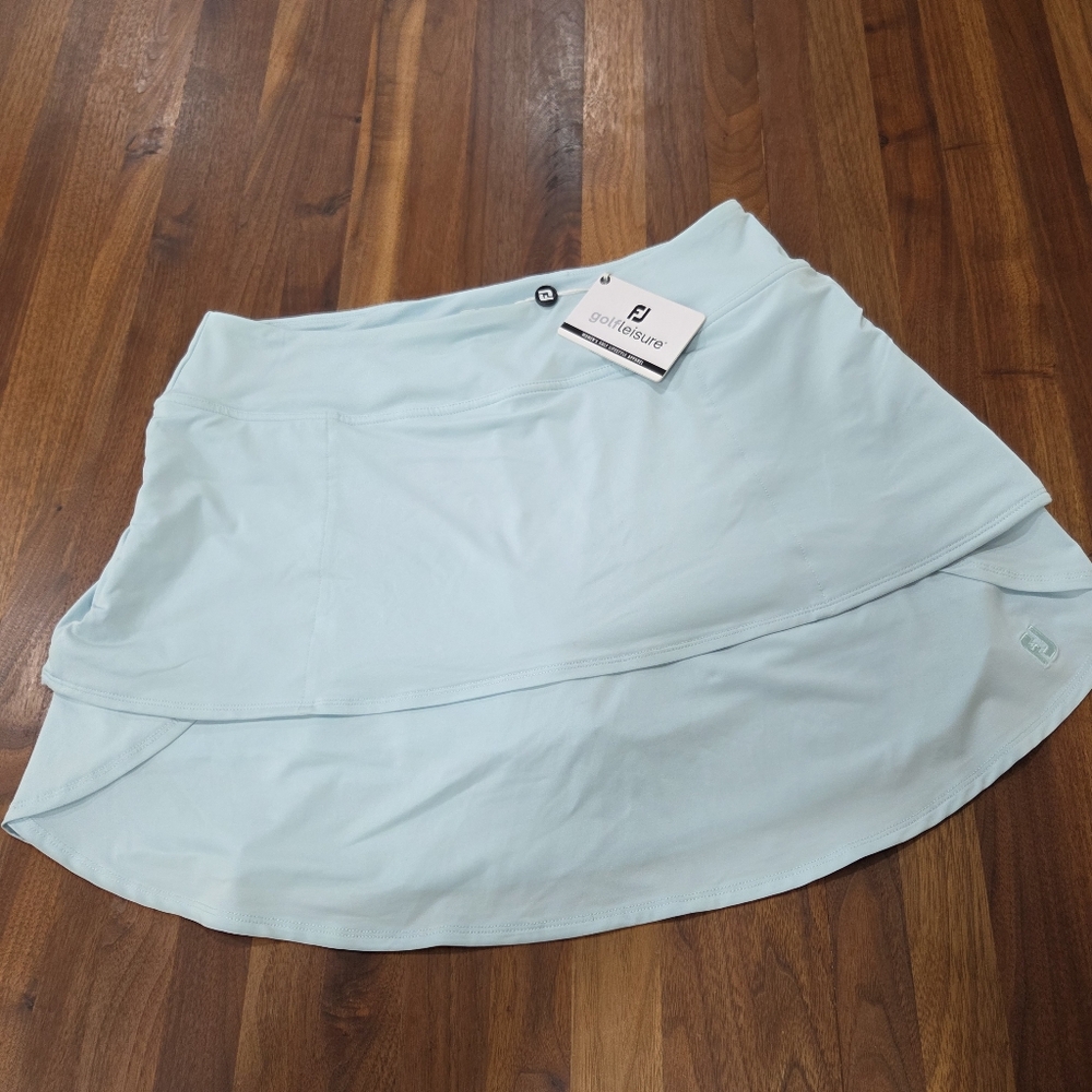 NWT FootJoy Performance Layered Skort Pale Mint Layered Golf Skort Size Large